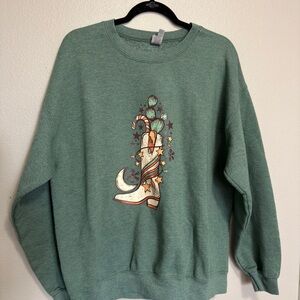 Christmas Cowboy green crewneck